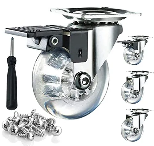 Nuyoah Möbelrollen Transportrollen Lenkrollen mit Bremse 50mm Schwerlastrollen Rollen für Palettenmöbel Transport-Geräterollen mit Anschraubplatte und Kugellager 4 Stück