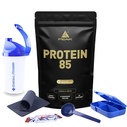 27,67€/Kg Peak Protein 85 Mehrkomponenten Eiweiß 0,9kg Beutel + BONUS wählbar