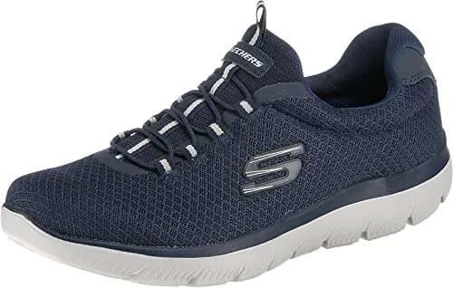 Skechers Herren Summits Slip On Sneaker, Navy Mesh Trim, 40 EU - Herren-Sneaker mit leichtem Mesh-Obermaterial, flexibler Sohle und gepolsterter Memory-Schaum-Einlegesohle für ultimativen Komfort und sportlichen Style.