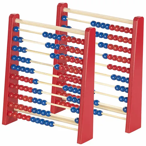 Playtastic 2er-Set Holz-Rechenschieber mit 100 Holzperlen, 2 Farben (blau & rot)