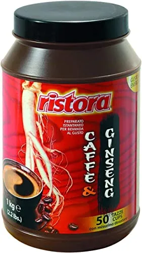 Ristora Caffè al Ginseng Instantkaffee mit Ginseng Instant-Mix für Getränke Frühstück für 50 Tassen mit Messbecher 1Kg