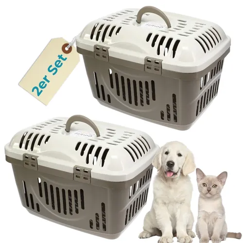 Transportbox für Hunde und Katzen - Oben Dach Öffnen - Praktische Transportbox für Hunde, Katzen und Kleintiere, mit aufklappbarem Dach für einfachen Zugang und aus recycelbarem Kunststoff.