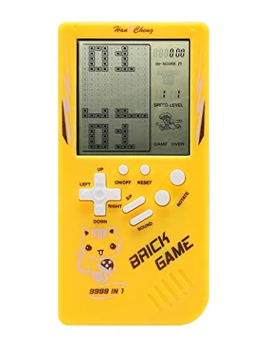 CZT Neue Großbild-Backstein-Spielekonsole 9999 in 1 Panzer / Rennen / Schießen / Whac-A-Mole / Pocket-Spiel Freizeitpuzzle Einstellbarer Schwierigkeitsgrad und Geschwindigkeit (Gelb)