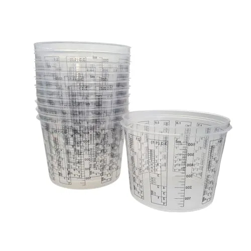 Mischbecher Sets Rührbecher Messbecher aus Kunststoff für Epoxidharze, Farben, Polyesterharze, Lacke, Flüssigkeiten, Mischbecher:600ml (10 Stück)