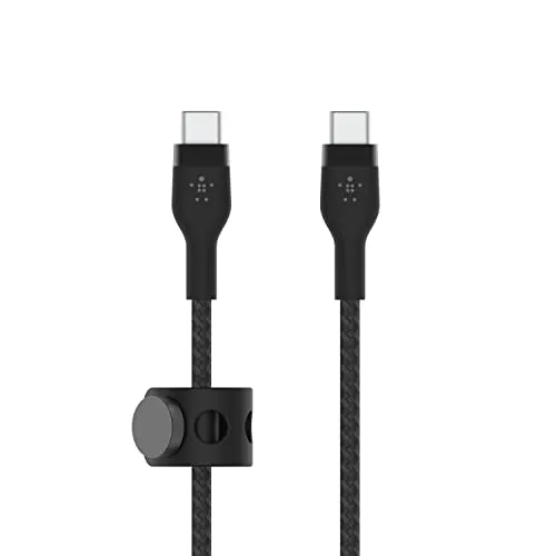 Belkin BoostCharge Pro Flex geflochtenes USB-C/USB-C-Ladekabel, USB-IF-zertifiziert zum Schnellladen mit Power Delivery PD für iPhone 16, iPhone 15, Galaxy S24, Pixel, iPad, MacBook, 1 m – Schwarz
