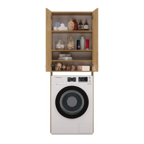 3E 3xE living.com Waschmaschine Regal M: H: 180 cm, B: 64 cm, T: 30 cm, Artisan Eiche