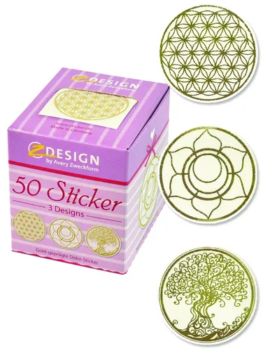AVERY Zweckform Aufkleber 56817 Lebensblume - 50 selbstklebende Etiketten in edlem Gold, ideal für Geschenke und individuelle Gestaltung