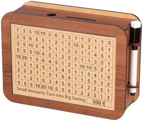 infactory Spardose mit Zahlen: Motivations- & Ziel-Spardose aus Holz mit Stickern und Markern (XXL, mit Etappenmarkierung, Sparschwein)