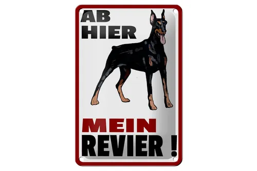Blechschild Hinweis 12x18 cm ab hier mein Revier Hund Metall Deko Schild