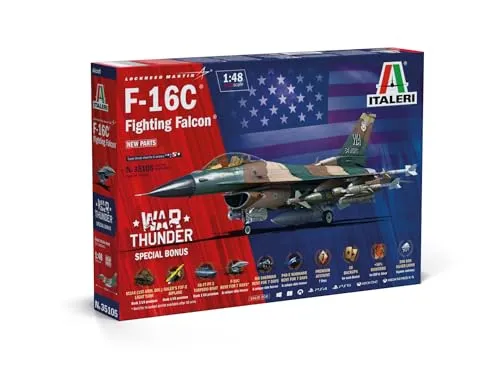 Italeri 35105 F-16C Fighting Falcon Modellbausatz 1:48 - Plastik Modellbausatz eines Düsenflugzeugs im Maßstab 1:48, ideal für Modellbau-Enthusiasten und Sammler, unmontiert für individuelle Gestaltung.