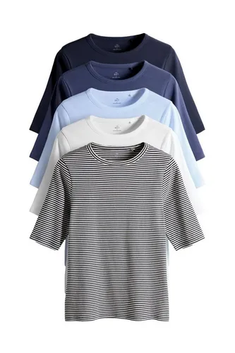 The Set T-Shirt The Set Gerippte T-Shirts mit 3/4-Ärmeln, 5er-Pack (5-tlg)