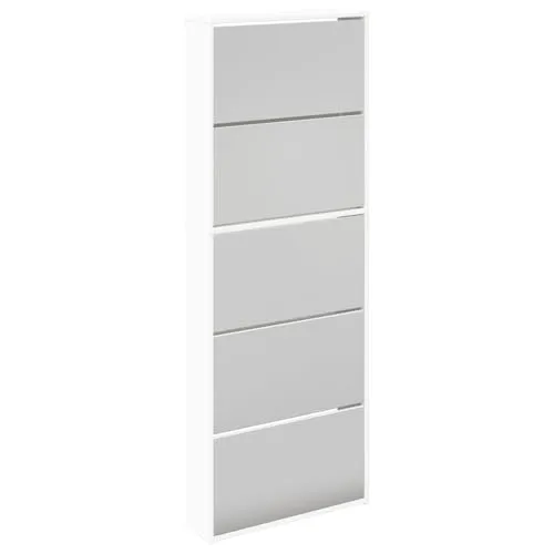 vidaXL Schuhschrank mit Spiegel – 5 Fächer für Ordnung - Moderne Schuhschränke mit 5 Klappfächern, ideal für bis zu 20 Paar Schuhe. Bringen Sie Stil und Ordnung in Ihren Flur mit diesem robusten und langlebigen Möbelstück.