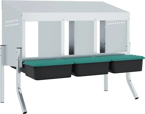 vidaXL Hühner-Nistkasten 3 Fächer mit Beinen aus verzinktem Stahl - Geflügelställe & Geflügelkäfige – Robuster Nistkasten mit optimaler Belüftung, der Hühnern einen komfortablen und privaten Legeplatz bietet.