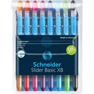 Schneider Kugelschreiber Slider Basic XB 151298, Gehäuse und Schreibfarbe farbig sortiert, 8 Stück
