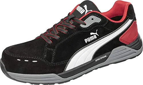 PUMA Safety AIRTWIST Black RED Low Sicherheitsschuh Gr. 41 - Herren Industrie & Handwerk Sneaker mit hitzebeständiger Gummisohle und innovativem PUMA DISC Schnürsystem für perfekten Sitz und hohen Komfort bei der Arbeit.