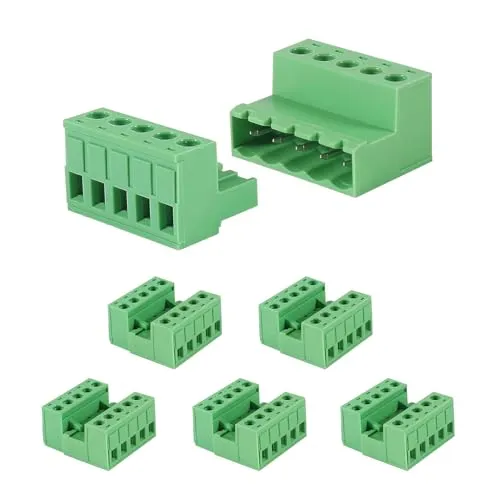 ALAMSCN 5 Sets 5 Pin Steckbare Klemmen 5.08mm Teilung PCB Mount Screw Klemmenblock PCB Schraubklemme 2 Pin 3 Pin 4 Pin Steckdosen-Panel-Montage zum Selbermachen