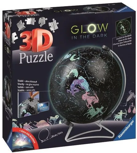 Ravensburger 3D Puzzle 11544 - Glow In The Dark Sternenglobus mit 180 Teilen, leuchtende Sternbilder für stimmungsvolle Dekoration und pädagogischen Puzzlespaß