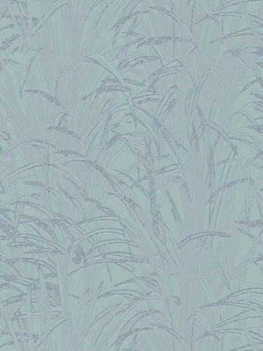 Blätter Tapete Metallic Design – Blau, Metallic