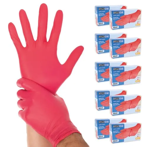 FRANZ MENSCH Hygostar Einweghandschuhe Safe Light, Größe M - Arbeitsschutzhandschuhe aus reißfestem Nitril, puderfrei und latexfrei, ideal für Küche und Industrie, bieten hohen Tragekomfort und effektiven Schutz gegen Chemikalien und Viren.
