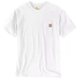 Carhartt K87 POCKET S/S T-SHIRT - Weiß - XS - Herren-Shirt im Relaxed Fit mit praktischer Brusttasche, aus schwerem Jersey für hohe Strapazierfähigkeit und Komfort - ideal für den Alltag.