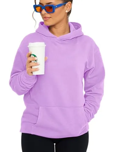 behype. Damen Oversize Hoodie Kapuzenpullover Einfarbig Basic Heavy Blank Pullover Unifarben Kapuzen-Sweatshirt Für Frauen DC_Damen_8001-Lila Dark-XS