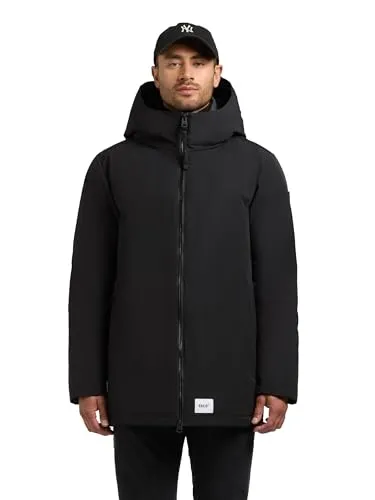 khujo Herren Winterjacke Nedd Black mit 2-Wege-Reißverschluss - Moderne Herren Winterjacke in schlichter Optik, ideal für kalte Tage. Mit verstellbarer Kapuze und durchdachten Details für hohen Tragekomfort und Funktionalität.