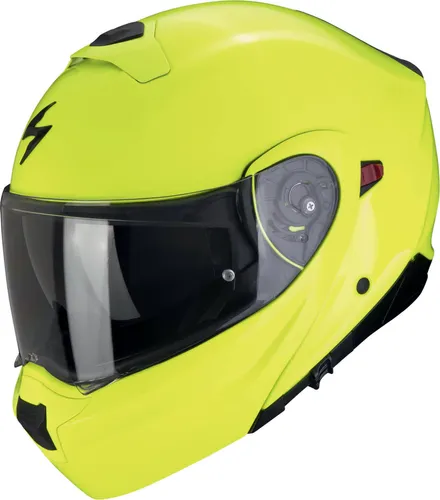 Scorpion EXO-930 EVO Solid Klapphelm - Neon-Gelb - L - Motorradhelm mit abnehmbarem Kinnteil für vielseitige Nutzung. ECE-zertifiziert, bietet er dank Pinlock® Maxvision und Kwikwick® Innenfutter optimalen Komfort und Sicherheit.