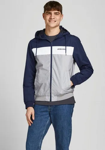 JACK & JONES Herren JJERUSH HOOD BOMBER NOOS, Navy Blazer, XS EU - Sakkos für Herren, stylische Bomberjacke mit Kapuze von JACK & JONES, ideal für einen lässigen Look.