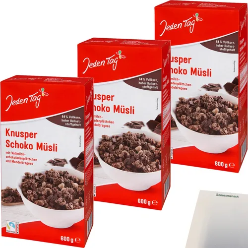 Jeden Tag Knusper Schoko Müsli 3er Pack 3x600g Packung usy Block