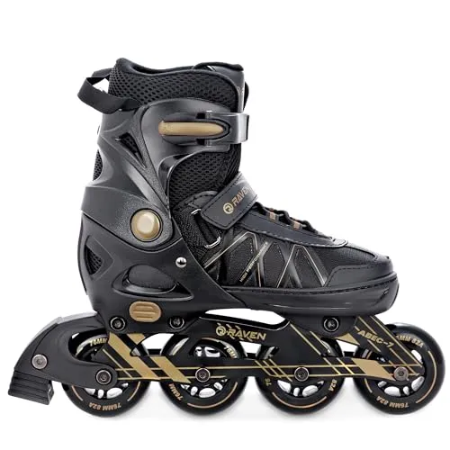 RAVEN Expert Inline Skates Inliner für Kinder und Erwachsene verstellbar (Gold, 40-43 (25,5-28cm))