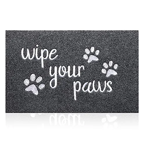 Fußmatte für den Außenbereich, Aufschrift Wipe Your Paws, Fußmatte für den Eingangsbereich, Willkommensmatten, rutschfeste Gummi-Rückseite, lustige Fußmatten für den Innenbereich, Hundematte