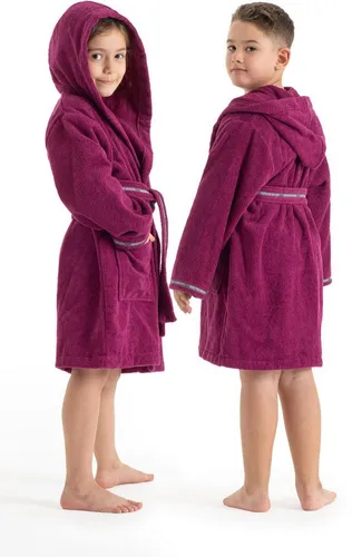 Bruno Banani Kinderbademantel Danny - Bademäntel mit Kapuze aus 100% Baumwolle, ideal für Zuhause und unterwegs, flauschig und hautfreundlich, mit seitlichen Taschen und dekorativem Gürtel.