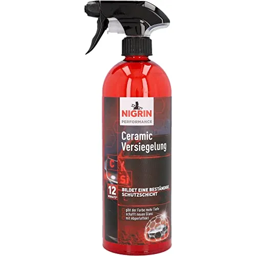 NIGRIN Performance Ceramic Versiegelung 750ml - Autopflege & Motorradpflege mit intensiver Leuchtkraft und Hochglanzeffekten, bietet 12 Monate Schutz und einen effektiven Abperleffekt für weniger Flecken auf dem Lack.