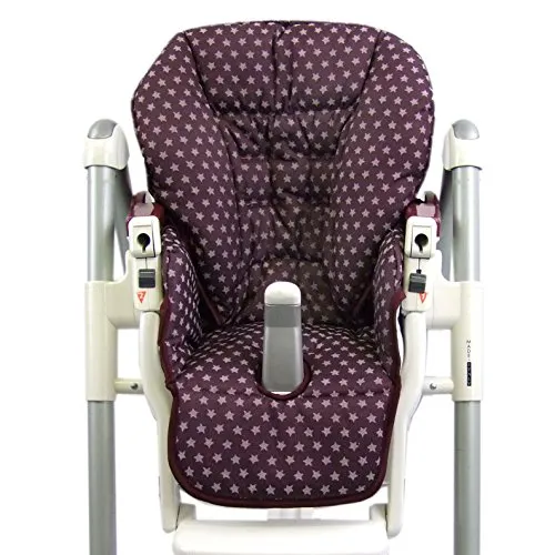 BAMBINIWELT Sitzkissen Bezug für Peg Perego Prima Pappa-Diner - Sterne Bordeaux - Robuster, waschbarer Ersatzbezug für den Peg Perego Hochstuhl. Dick und weich gefüttert für optimalen Komfort. Ideal für eine stilvolle und praktische Nutzung.