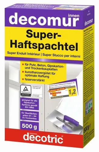 decotric decomur Super Haftspachtel für INNEN Trockenbau Spachtelmasse TOP 500 g