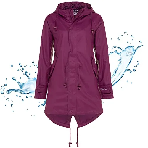BMS Regenmantel 100% wasserdicht - beere - Größe 42 - Funktionsjacke für Damen, 100% wasserdicht und winddicht mit verschweißten Nähten. Ideal für Regenwetter, leicht atmungsaktiv und pflegeleicht.