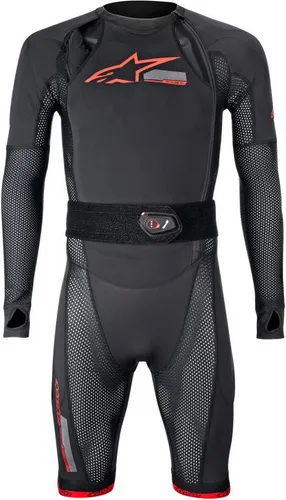 Alpinestars Tech-Air 10 Race System Airbag Anzug, schwarz-rot, Größe M - Daypacks, bietet umfassenden Schutz mit 95% weniger Aufprallkraft und modernem KI-gestütztem Airbagsystem für Motorradfahrer.