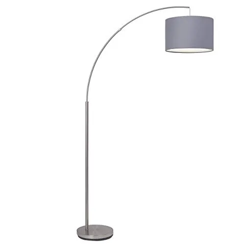 Standleuchte Stehlampe Edelstahl grau 1x E27 max.60W von BRILLIANT - Stilvolle Standleuchte aus Edelstahl mit grauem Textilschirm, ideal für jedes Zimmer und sorgt für eine warme Atmosphäre.