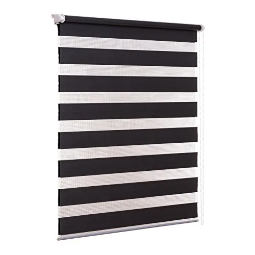 Ventanara® Doppelrollo ohne Bohren Klemmfix Anthrazit Fenster Duo Rollo verspannt inklusive Klemmträger 80 x 210 cm