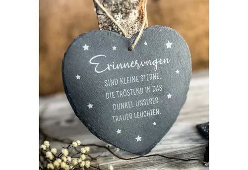 Spruchreif® Dekohänger Großes Schieferherz mit Gravur, Wanddeko