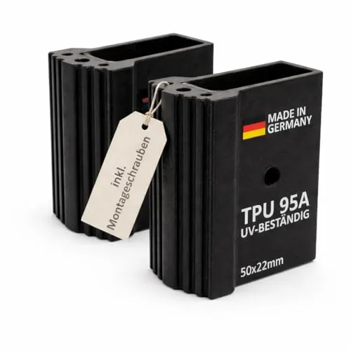DRUCK SOLUTIONS Leiterfüße 2er Set | Ersatzfüße Aussenschuhe aus TPU für Traversen & Aluleitern — Rutschfest, UV-Beständig, Hitzebeständig bis 90°C | Made in Germany | inkl. Befestigungsschrauben