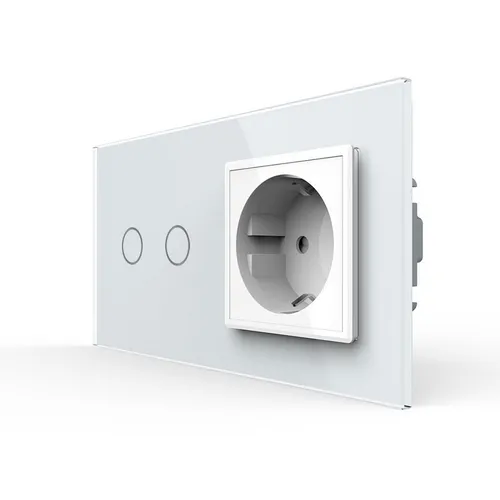 LIVOLO Touch Serienschalter Lichtschalter Steckdose Glas Touchscreen in Weiß