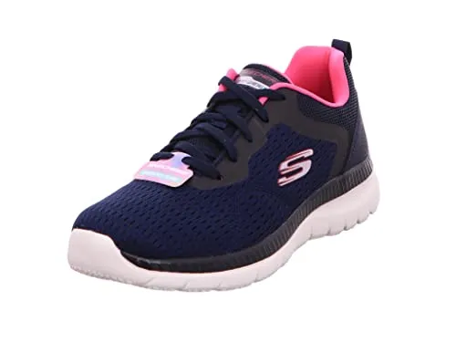 Skechers Bountiful - Quick Path - Navy / Hot Pink - Sneaker für Damen mit atmungsaktivem Mesh-Obermaterial und Air Cooled Memory Foam Einlegesohle für maximalen Komfort. Ideal für sportliche Aktivitäten und den Alltag.