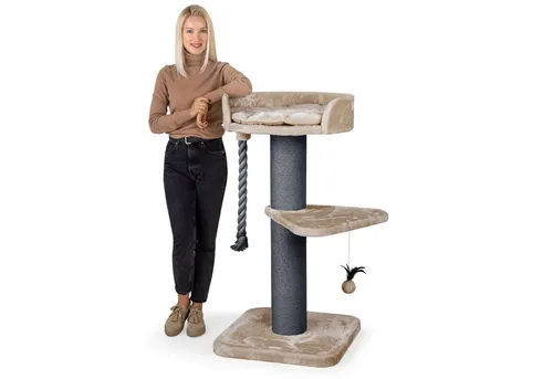 Happypet Kratzbaum FELIX, 120 cm mit Spielseil - Kratzbaum für Katzen, Gesamthöhe 120 cm, inklusive Spielseil und Liegemulde für optimalen Spiel- und Schlafkomfort.