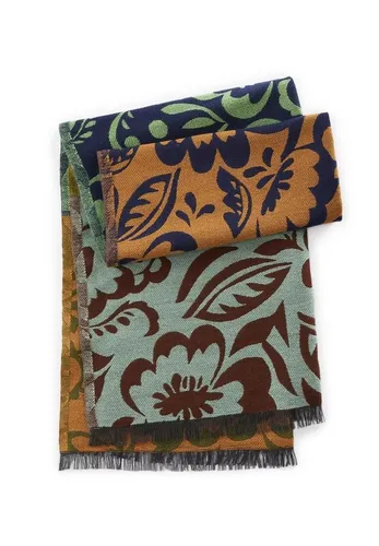 Codello Modeschal Codello Jaquard Schal mit gewebten floralen Motiven, Offene Fransenkanten