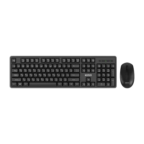 MARVO WS005BK Kabelloses Set Tastatur & Maus | Englisches QWERTY-Layout | Schwarz