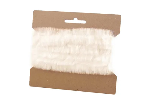 maDDma Webband 1 Fellborte 1,6 m x 2 cm Fellbesatz Kunstfell Kunstpelz Fellstrang, naturweiß