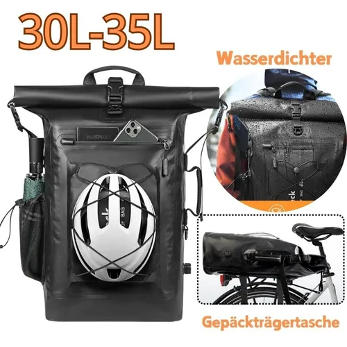 Inateck Rucksack BP06001 - Roll-Top, wasserdicht, 35L, ideal für Radfahren und Wandern mit flexiblem Stauraum und verbesserter Luftzirkulation