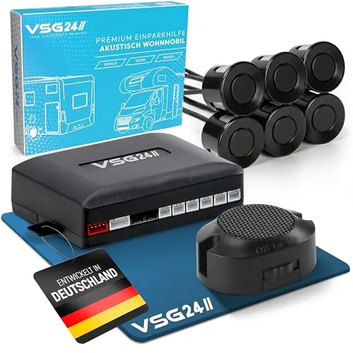 VSG24 Premium Einparkhilfe ECHO PLUS WOHNMOBIL - Rückfahrkamera mit 6 Sensoren, ideal zum Nachrüsten für sicheres Einparken und optimale Sicht beim Rückwärtsfahren.