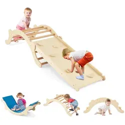 COSTWAY 3 in 1 Kletterbogen Indoor - Klettergerüst für Kinder ab 1 Jahr, multifunktional mit umkehrbarer Rutsche und bequemer Matte für sicheres Spiel und motorische Förderung.